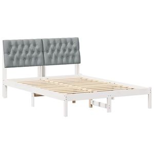 vidaXL Letto con Testiera Rivestita con testiera Bianco 135 x 190 cm