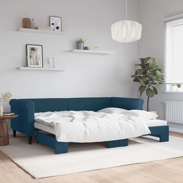 vidaXL Divano Letto con Letto Estraibile Blu 90x200 cm in Velluto
