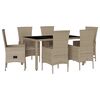 vidaXL Set da Pranzo da Giardino 7 pz con Cuscini Beige in Polyrattan
