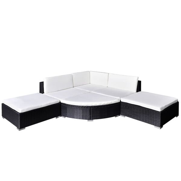 vidaXL Set Divani da Giardino 6 pz con Cuscini in Polyrattan Nero