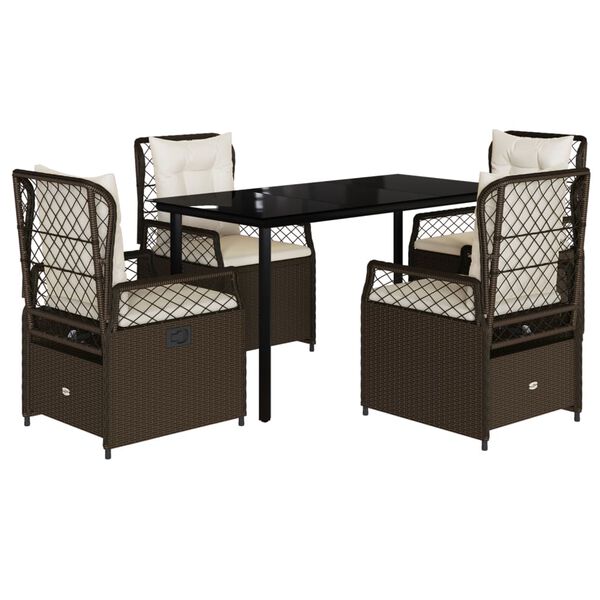 vidaXL Set da Pranzo da Giardino 5pz con Cuscini in Polyrattan Marrone