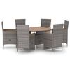 vidaXL Set da Pranzo da Giardino 7 pz con Cuscini in Polyrattan Grigio