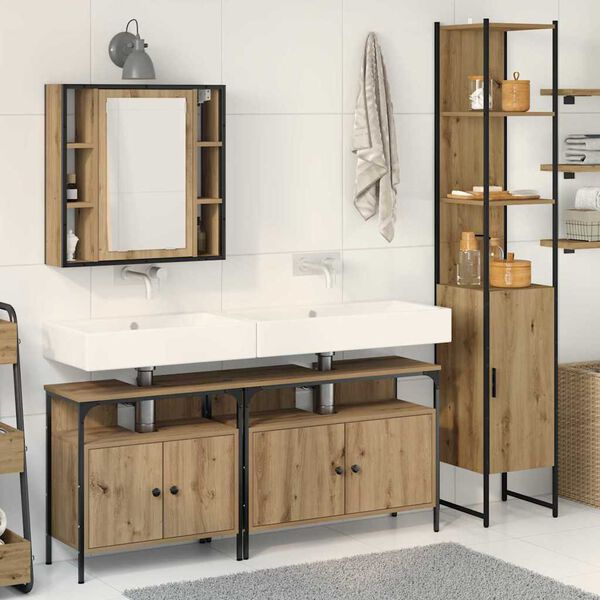 vidaXL Set di mobili per il bagno con porta 4 pcs Rovere artigianale