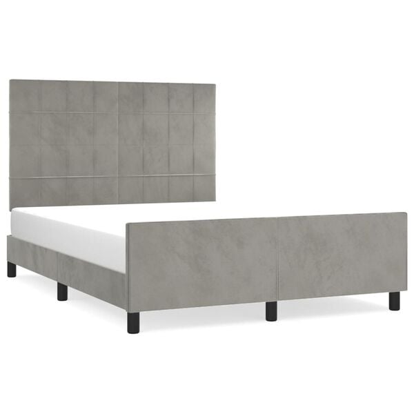 vidaXL Giroletto senza Materasso Grigio Chiaro 140x190 cm Velluto