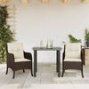 vidaXL Set da Pranzo da Giardino 3pz con Cuscini in Polyrattan Marrone