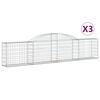 vidaXL Cesti Gabbioni ad Arco 3 pz 300x30x60/80 cm Ferro Zincato