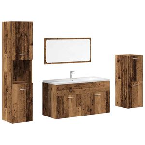 vidaXL Set Mobili da Bagno 4 pz Legno Antico in Legno Multistrato
