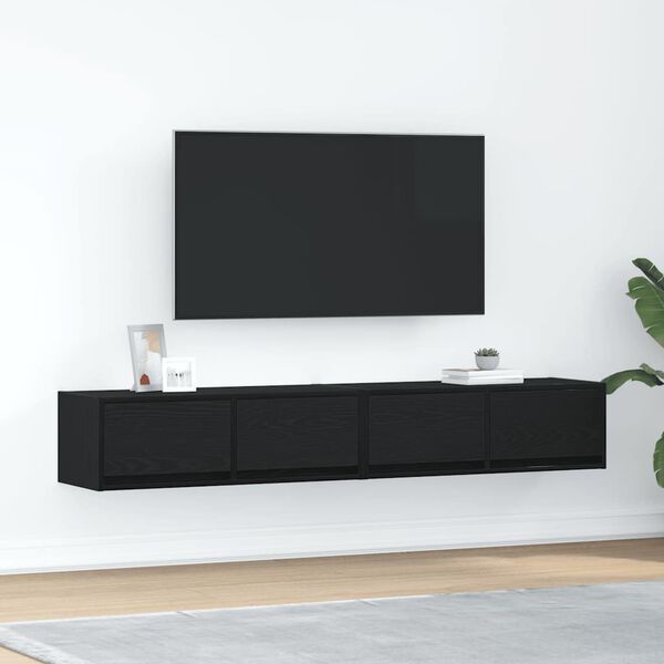 vidaXL Mobili TV 2 pz Rovere Nero 80x31x25,5 cm in Legno Multistrato