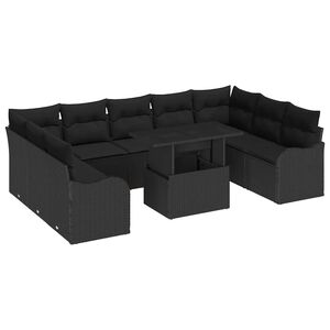 vidaXL Set Divano da Giardino 10 pcs Nero Rattan in Polipropilene