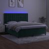 vidaXL Letto a Molle con Materasso e LED Verde Scuro 160x200cm Velluto