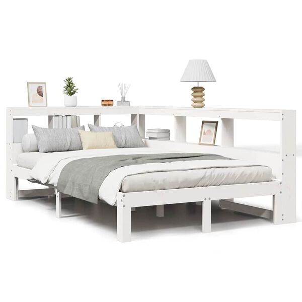 vidaXL Letto Libreria senza Materasso Bianco 120x190 cm Legno di Pino