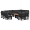 vidaXL Set Divano da Giardino 13 pz Nero e Grigio scuro polyrattan