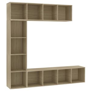 vidaXL Set Mobili Libreria/Porta TV 3 pz Rovere Sonoma 180x30x180 cm
