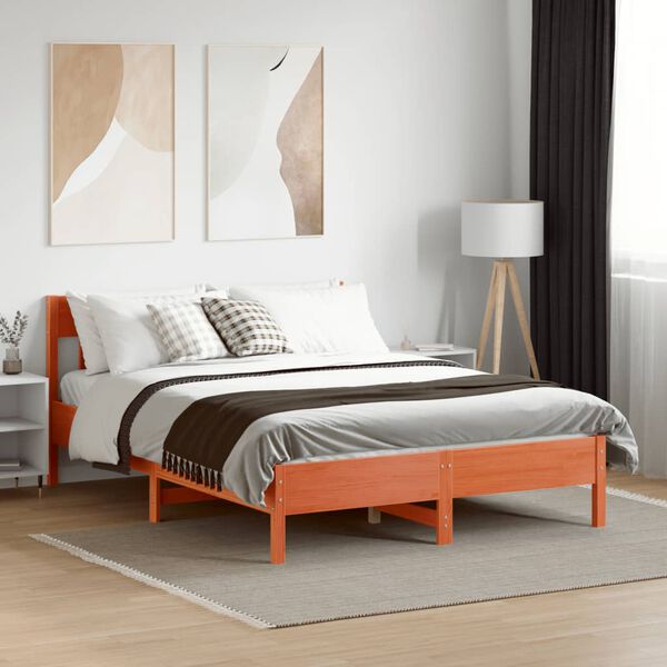 vidaXL Letto senza Materasso Marrone Cera 135x190 cm in Legno di Pino