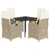vidaXL Set da Pranzo da Giardino 5 pz con Cuscini Beige in Polyrattan