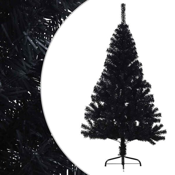 vidaXL Albero di Natale Artificiale a Met&agrave; con Base Nero 150 cm PVC