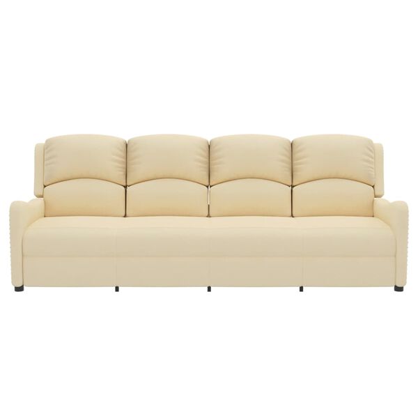 vidaXL Poltrona Massaggiante Reclinabile a 4 Posti Crema Tessuto