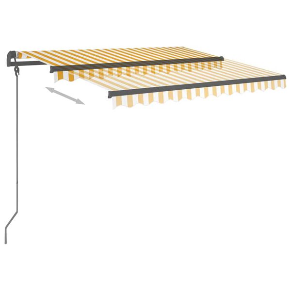 vidaXL Tenda Sole Retrattile Manuale con Pali 3,5x2,5m Gialla Bianca