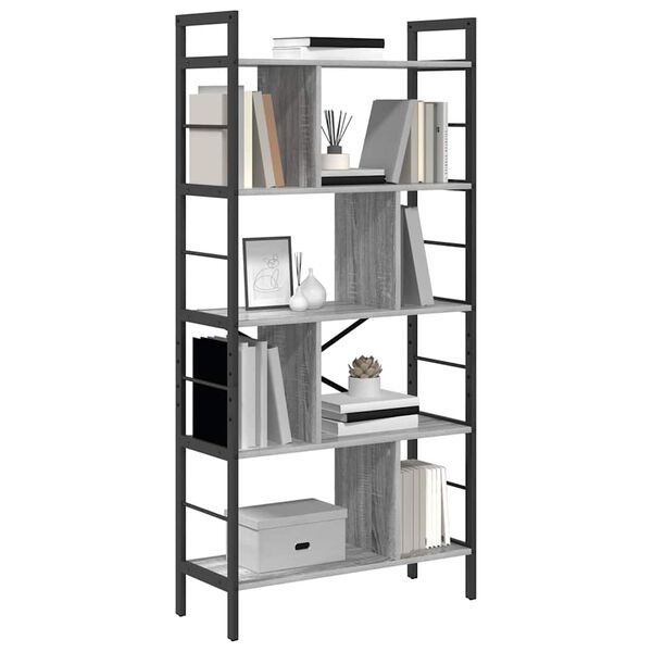 vidaXL Libreria Grigio Sonoma 75 x 30 x 156 cm Legno multistrato