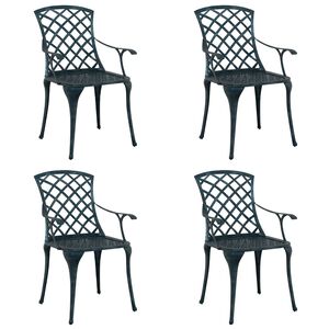 vidaXL Sedia da Giardino 4 pz Verde Alluminio