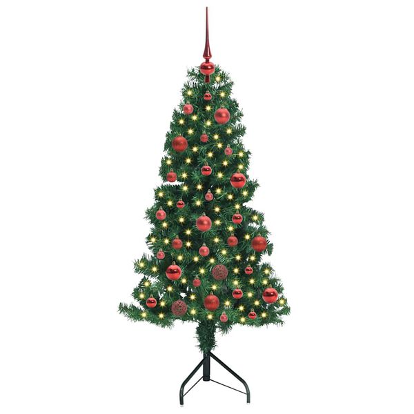 vidaXL Albero di Natale Artificiale Angolare con 150 LED Verde 150 cm