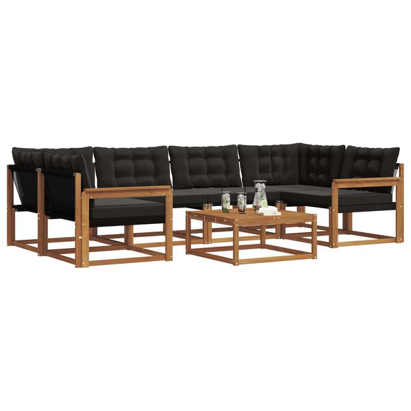 vidaXL Set di divani da esterno con cuscino 7 pcs Naturale e Nero