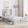 vidaXL Letto con Contenitore con testiera Grigio cemento 90 x 190 cm