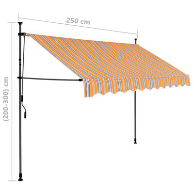 vidaXL Tenda da Sole Retrattile Manuale con LED 250 cm Gialla e Blu