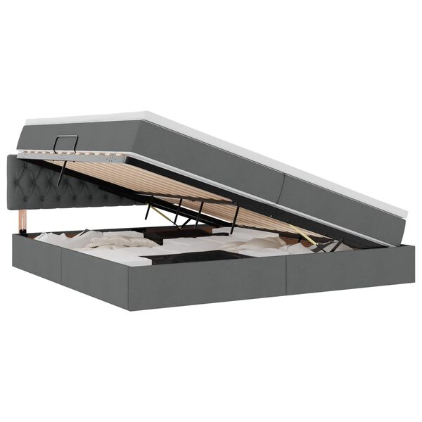 vidaXL Letto con contenitore e materasso Grigio scuro 200 x 200 cm