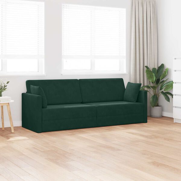 vidaXL Divano-letto da pavimento 200cm Verde Scuro Velluto