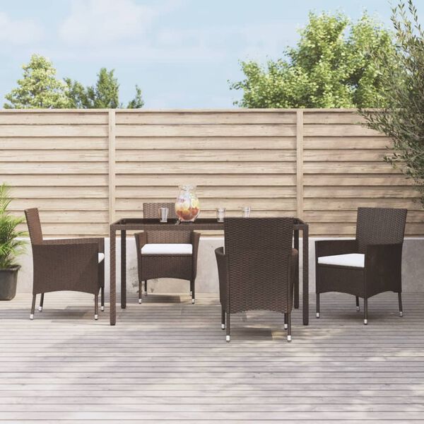 vidaXL Set da Pranzo da Giardino 5pz con Cuscini in Polyrattan Marrone