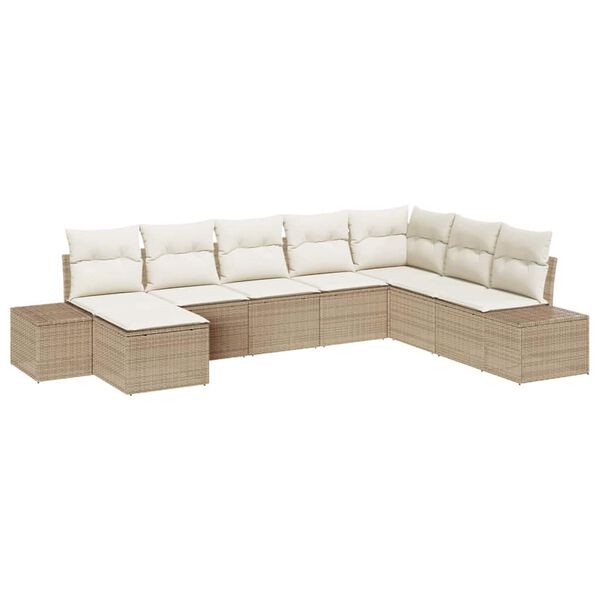 vidaXL Set Divano da Giardino 8 pcs Beige e Crema polyrattan