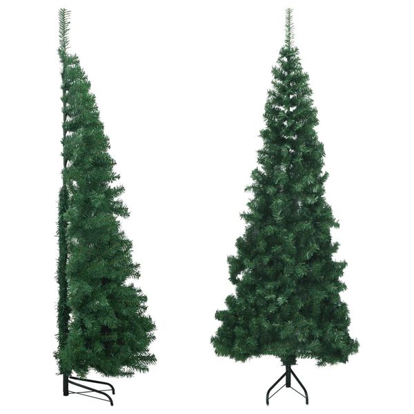 vidaXL Albero di Natale Artificiale ad Angolo con Supporto Verde 180 cm PVC