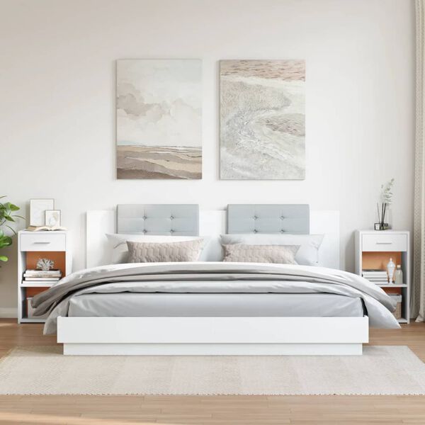 vidaXL Comodini 2pz Bianchi 35x34x65 cm in Legno Multistrato