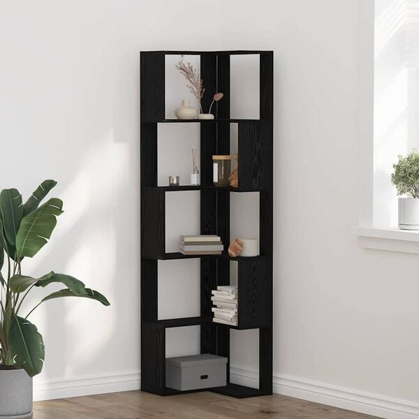 vidaXL Libreria Rovere Nero 50 x 50 x 179 cm
