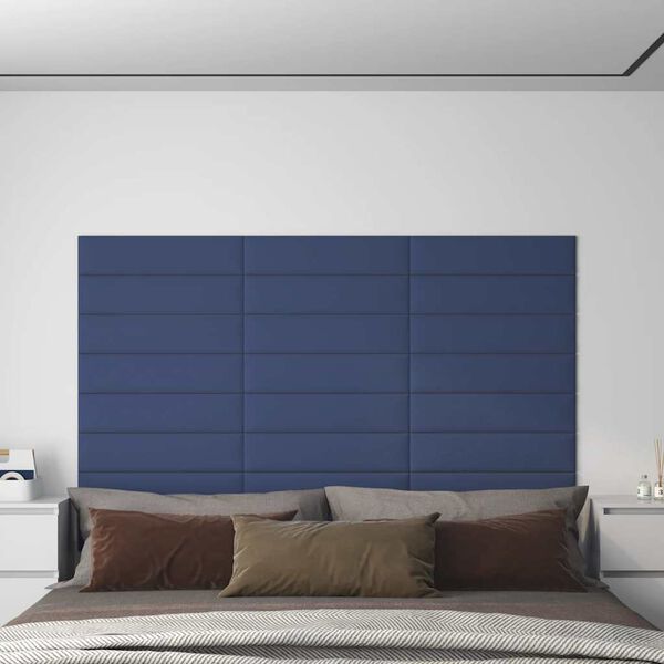 vidaXL Pannelli Murali 12 pz Blu 60x15 cm Tessuto 1,08 m²