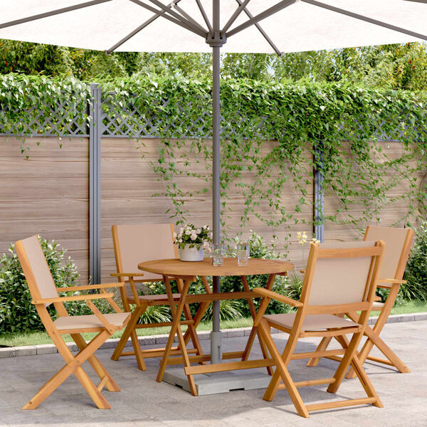 vidaXL Set da Pranzo da Giardino 5 pz Tortora Tessuto e Legno Massello