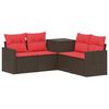 vidaXL Set di divani 5 pz Marrone e Rosso Rattan sintetico e Acciaio