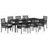 vidaXL Set da Pranzo per Giardino con cuscino 9 pcs Nero polyrattan