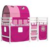 vidaXL Letto a Soppalco con Tunnel Bambini Rosa 90x190cm Massello Pino