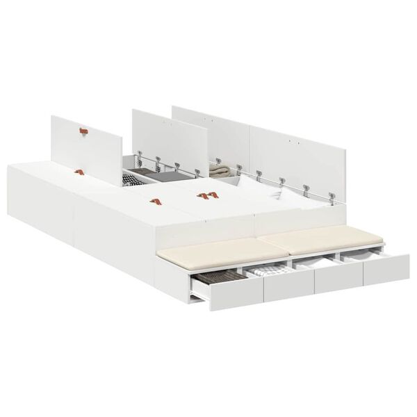 vidaXL Struttura letto con contenitore Bianco 120 cm Legno multistrato