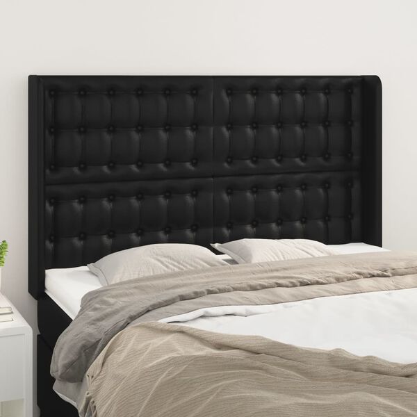 vidaXL Testiera ad Orecchio Nera 147x16x118/128 cm in Similpelle