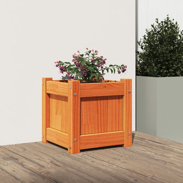 vidaXL Fioriera Giardino Marrone Cera 31x31x31 cm Legno Massello Pino