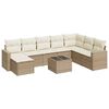 vidaXL Set Divano da Giardino 9 pz con Cuscini Beige in Polyrattan