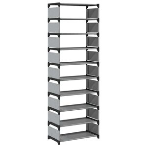 vidaXL Scarpiera 10 Ripiani Grigia 54x28x158 cm in Tessuto Non Tessuto