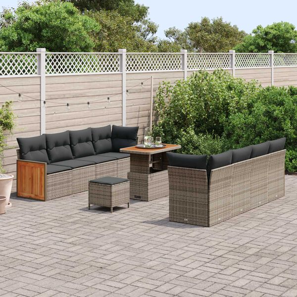 vidaXL Set Divano da Giardino con cuscino 11 pcs Grigio