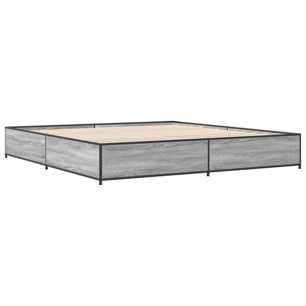 vidaXL Giroletto Grigio Sonoma 200x200 cm in Legno Multistrato Metallo