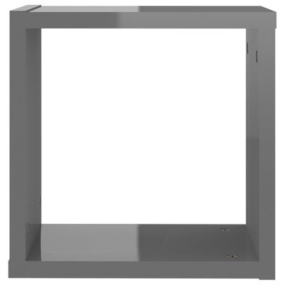 vidaXL Mensole Parete a Cubo 2 pz Grigio Lucido 30x15x30 cm