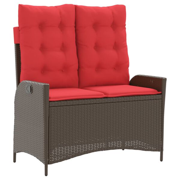 vidaXL Panca Reclinabile da Giardino con Cuscini Marrone in Polyrattan