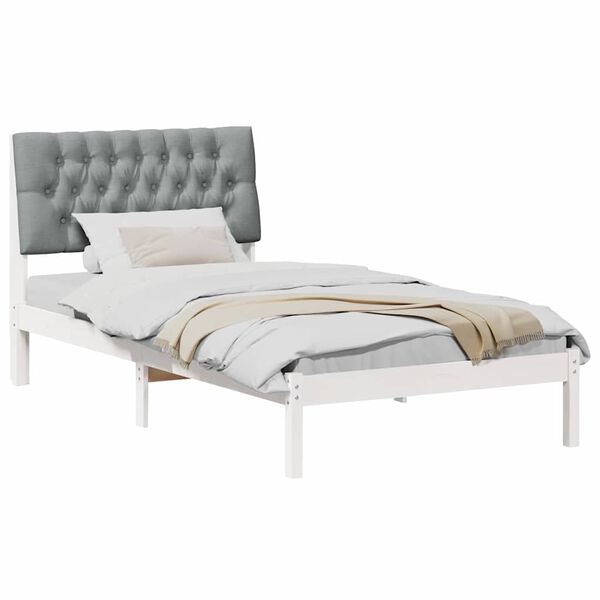 vidaXL Letto con Testiera Rivestita con testiera Bianco 100 x 200 cm